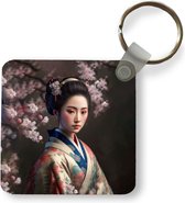 Sleutelhanger - Uitdeelcadeautjes - Vrouw - Sakura - Kimono - Aziatisch - Portret - Plastic
