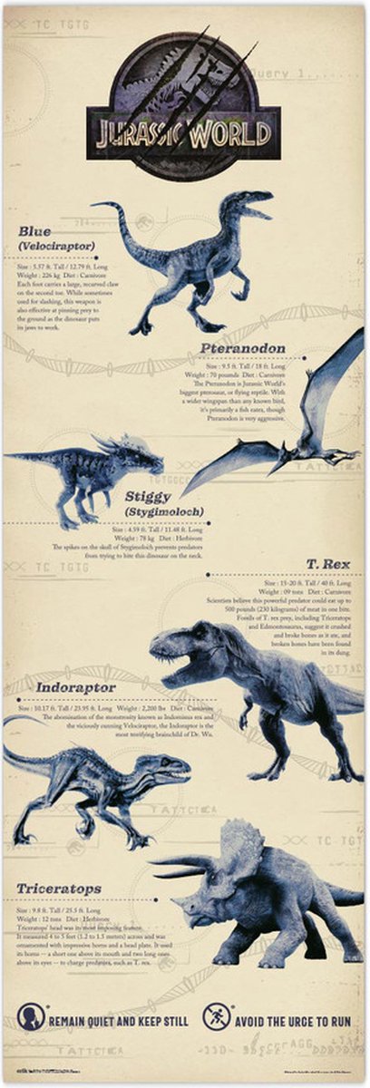 Posterpoint Jurassic World deurposter - Dinosaurussen - Film - Spielberg - 53 x 158 cm. Multicolor