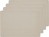 Zeller Placemats lederlook - 6x - creme - 45 x 30 cm - kunstleer - onderlegger