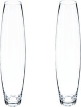 Atmosphera bloemenvaas - 2x - Rochelle - Ovaal model - transparant - glas - H40 x D11 cm