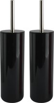 MSV Porto Toilet/wc-borstel houder - 2x - kunststof - zwart - 38 cm
