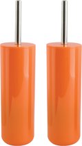 MSV Porto Toilet/wc-borstel houder - 2x - kunststof - oranje - 38 cm