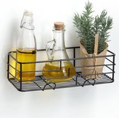 Zeller étagère de cuisine/étagère à épices à suspendre - métal - noir - 28 x 14 cm