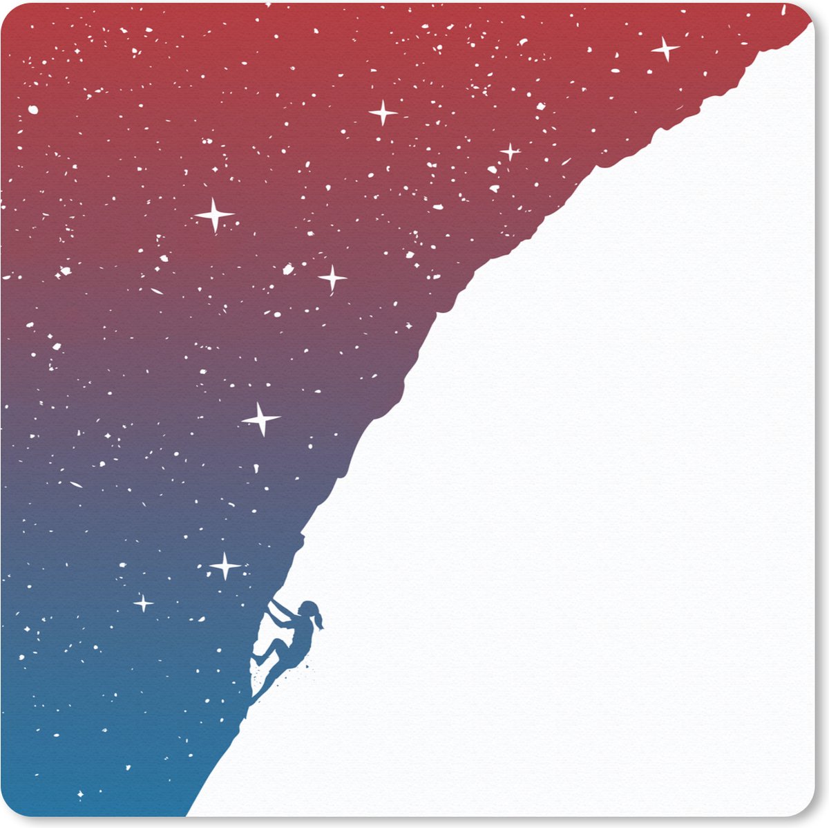 Muismat 20x20 cm - Mousepad Nacht - Klimmen - Sterren - Rood - Blauw - Muismatten