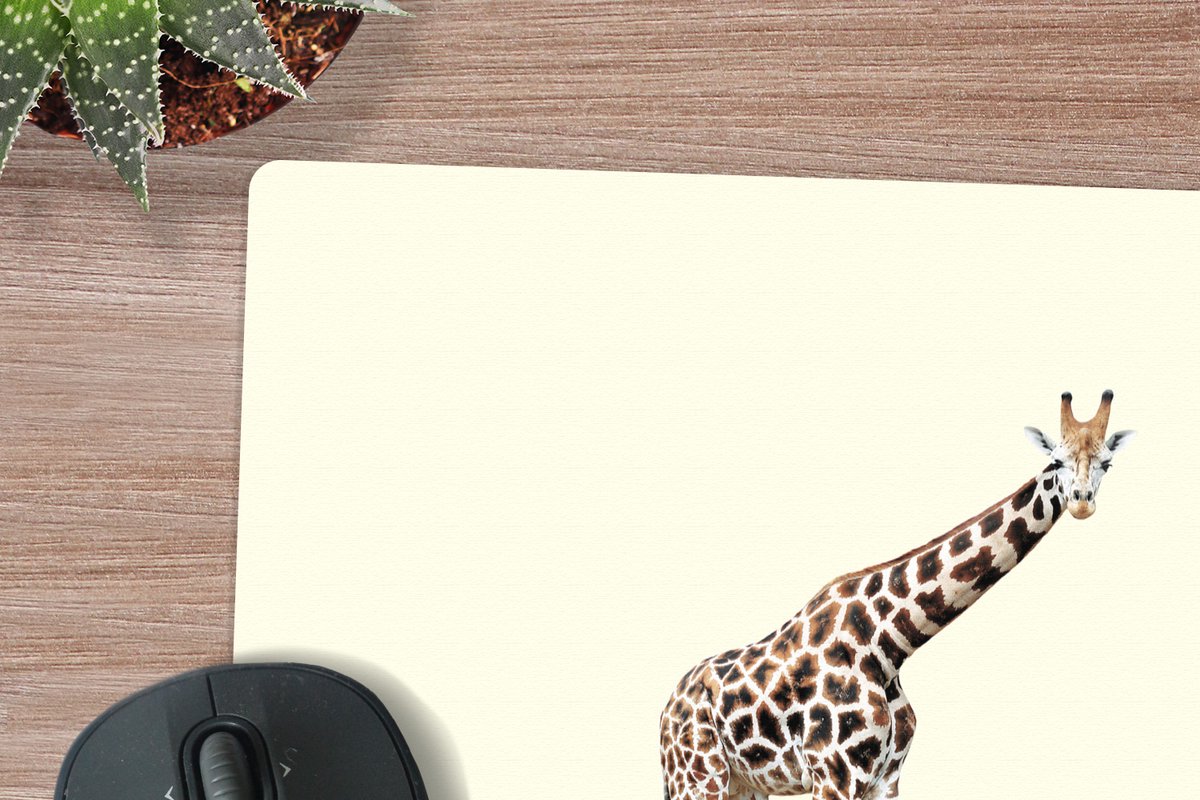 Muismat XXL 40x40 cm - Bureau onderlegger - Bureau mat Giraffe - Patroon - Skateboard - Roze - Dieren - Bureaumat - Gaming mousepad xl - Bureaulegger groot - Computer deskmat