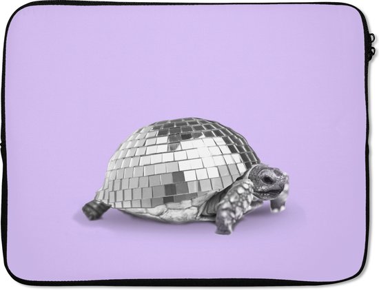 SleevesAndCases - Laptop sleeve - Laptophoes - Schildpad - Disco - Zilver - Paars - Laptop cover - 17 Inch - Laptophoezen