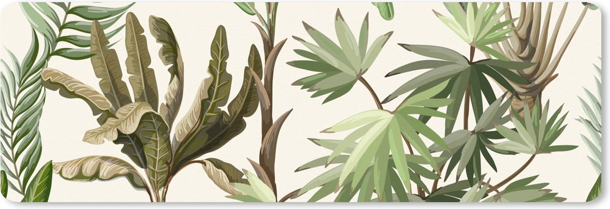 Muismat XXL 90x30 cm - Bureau onderlegger - Bureau mat Jungle - Palmboom - Bananenplant - Kinderen - Natuur - Planten - Bureaumat - Gaming mousepad xl - Bureaulegger groot - Computer deskmat