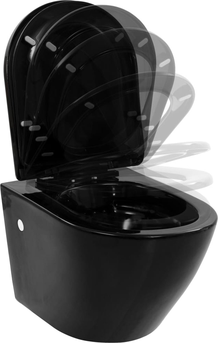 vidaXL Hangend toilet met verborgen stortbak keramiek zwart | bol.com