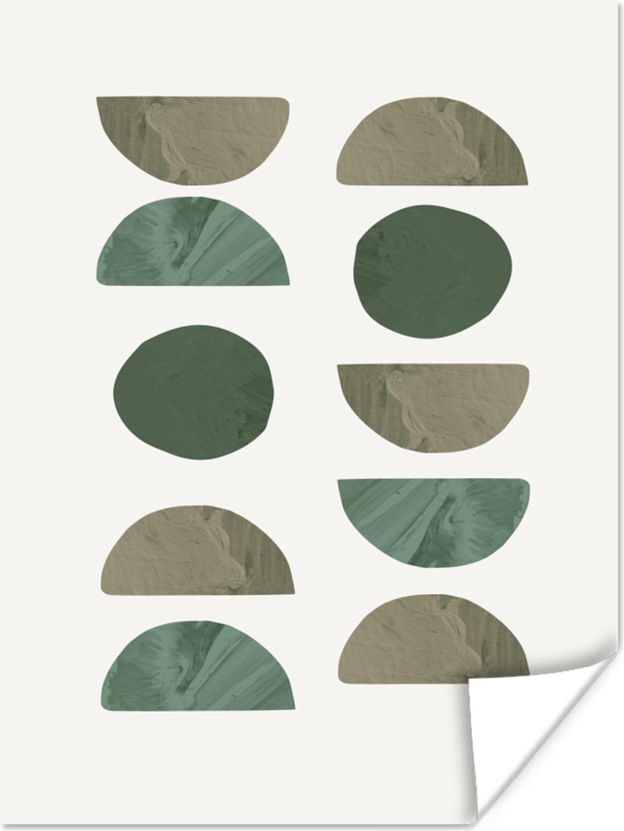 Poster Vormen - Groen - Cirkel - Half - 90x120 cm