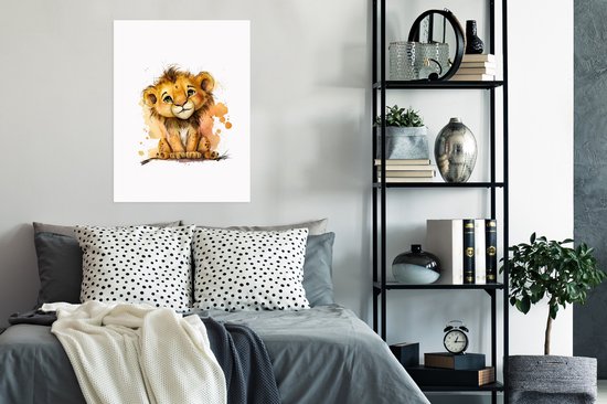 Poster Lion - Aquarelle - Marron - Animaux - Filles - Garçons - 60x80 cm