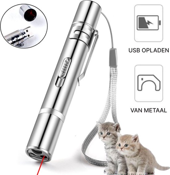 USB Laserpen - Laserpen - USB - Kattenspeeltjes - USB Oplaadbaar - Zaklamp - Kat - Laser – Kattenspeelgoed – 5 Patronen Beschikbaar
