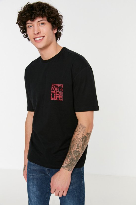 Trendyol TMNSS21TS1685 Volwassenen Mannen T-shirt Single pack - Zwart - L