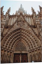 Vlag - Vooraanzicht van Kathedraal in Barcelona in Spanje - 60x90 cm Foto op Polyester Vlag