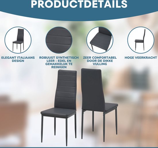 HUOLE Eetkamerstoelen, set van 4, elegant Italiaans design, kunstleren bekleding, comfortabele gestoffeerde stoel, moderne keukenstoel, eetkamerstoel of eetkamerstoel (2 stuks, wit