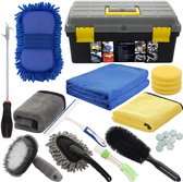Kit de lavage de voiture ACROPAQ - 25 pièces, boîte à outils de 8 litres, nettoyant intérieur de voiture, entretien des pneus, nettoyage du pare-brise - Forfait de lavage de voiture