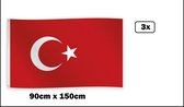 3x Drapeau Turquie 90cm x 150cm - Landen festival fête à thème fun anniversaire Turc