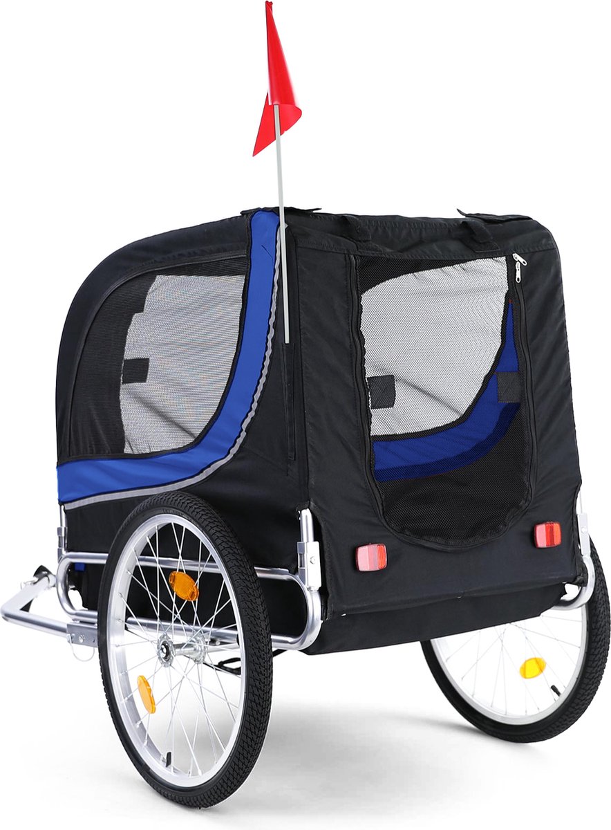 Bol.com Hondenfietskar Fietskar Hond Mand Hondenkar Opvouwbaar Blauw/Zwart Tot 40 KG aanbieding