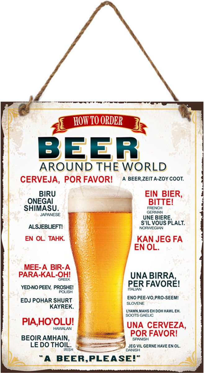 Tekstbord metaal Beer 30x40cm