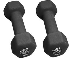 AJ-Sports Dumbells 2 kg - 2 x 2 kg dumbell - Gewichten - Dumbells set - Gewichten set - Halterset - Fitness gewichten - Krachttraining - Fitness
