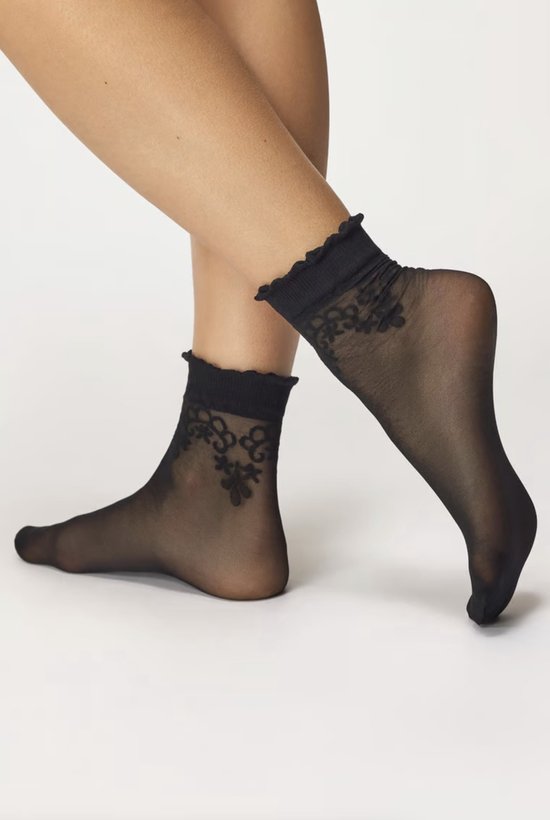 Gabriella Collants chaussettes Bea 20DEN avec motif, taille unique, blanc - Polyamide - Elasthanne - Collants chaussette - Femme - Bande élastique - Uni