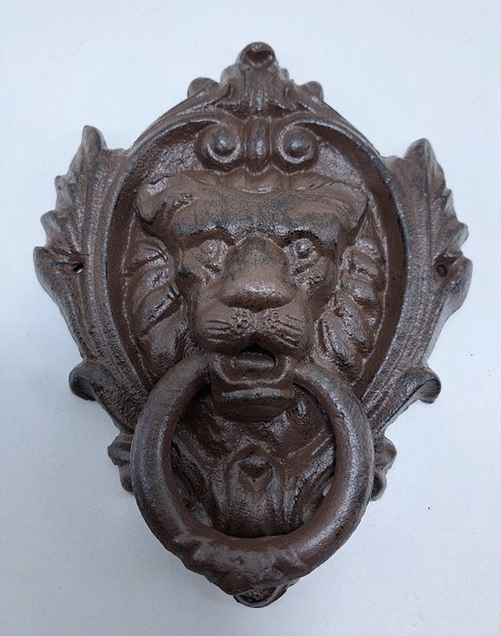 Gietijzeren deur klopper BB72BR1750- gietijzer - leeuwenkop - bel - deurklopper