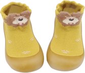 Anti-slip babyschoentjes - Sok sloffen - Eerste loopschoentjes van Baby-Slofje - Geel leeuw maat 24/25