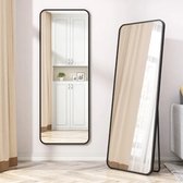 Luxaliving - Miroir en pied sur pied/suspendu - Zwart - L155cm x L45cm - Miroir de chambre - Miroir mural - Décoration - Miroir d'entrée