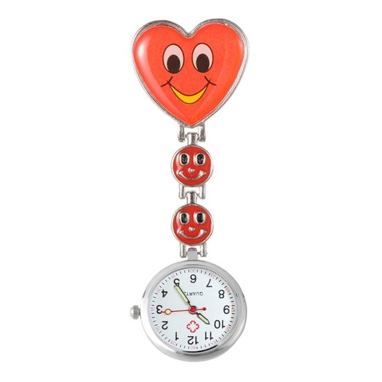 Fako® - Verpleegstershorloge - Zusterhorloge - Verpleegster Horloge - Hart Smile - Rood