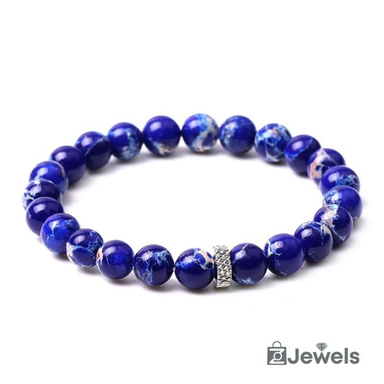 OZ Jewels - Bracelets de perles Regalite Blue - Pierres Naturelles - Élastique