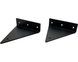 Maison DAM - 2x Plankdrager driehoek - Wandsteun - Voor een plank van 15 tot 25cm – Mat zwart gepoedercoat - incl. bevestigingsmateriaal + schroefbit