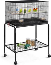 Papa Simba Flying Bird Cage, large cage à oiseaux, cage volante avec perchoirs pour perroquets, perruches et autres oiseaux, 76 x 45,5 x 119 cm, Zwart , HMTM-BC-10008-Black