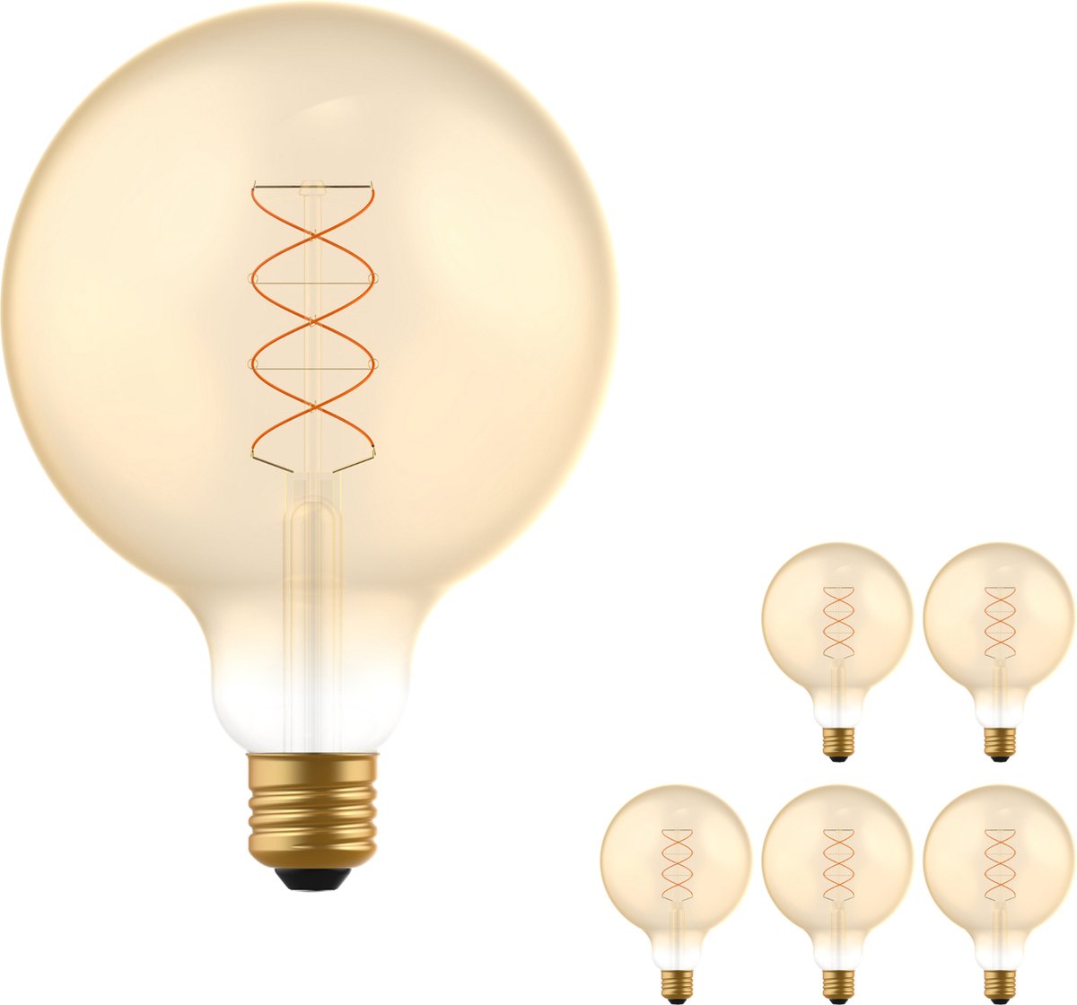 Proventa LED Filament lamp E27 - ⌀ 125 mm - Dimbaar - Warm wit - 6 pack Retro lampen
