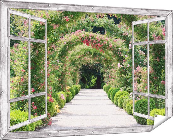 Gards Affiche de jardin Arcs pour roses Tunnel - 180x120 cm - Toile de jardin - Décoration de jardin - Décoration murale extérieur - Tableau de jardin