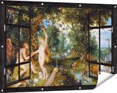 Gards Affiche Jardin Vue à travers Le Paradis Terrestre avec la Chute d'Adam et Eve - Jan Brueghel - 120x80 cm - Toile jardin - Décoration de jardin - Décoration murale extérieur - Tableau jardin