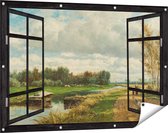 Gards Tuinposter Doorkijk Landschap in de Omgeving van Den Haag - Willem Roelofs - 120x80 cm - Tuindoek - Tuindecoratie - Wanddecoratie buiten - Tuinschilderij