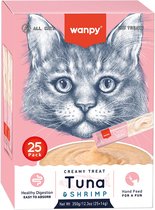 Wanpy Creamy Lickable Treats Tonijn & Garnaal - Voordeelpack 25 Stuks - Kattensnack