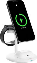 Chéroy PowerTrio - Chargeur Sans Fil 3 en 1 - Wit - 15W Qi MagSafe - Station de charge - Pour iPhone, Apple Watch, AirPods - iOS & Android