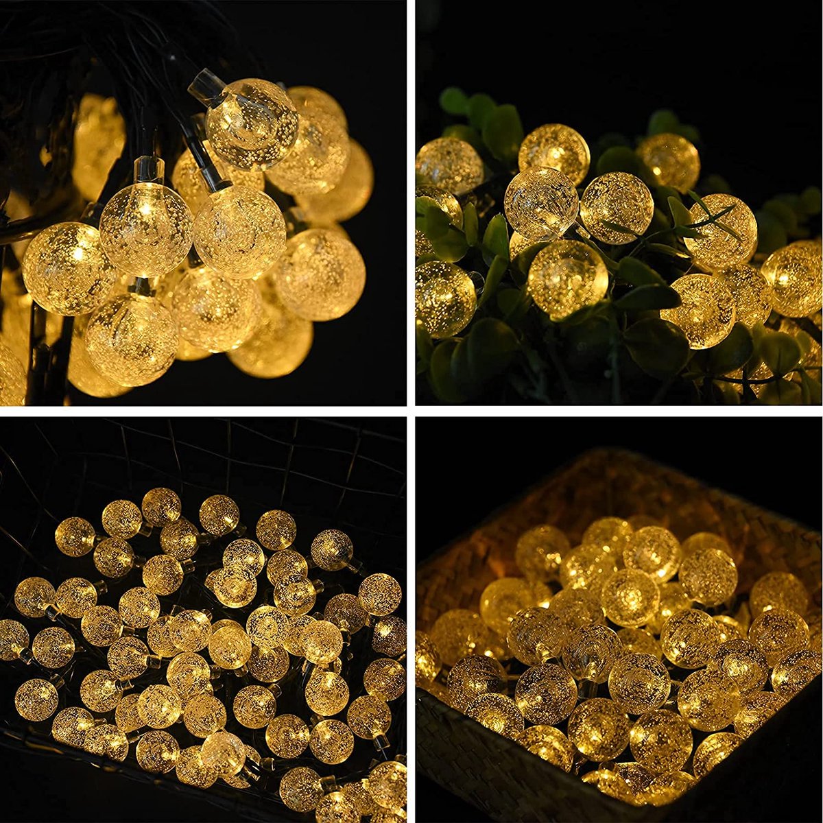 Lichtsnoer Buiten op Zonne-Energie - 50LED Solar Tuinverlichting - Warm-wit - ø2.2cm - Lampjes slinger - Kerstverlichting - Buitenverlichting - sfeerverlichting - 5+2m - Lichtslinger - IP 65 – foto 3