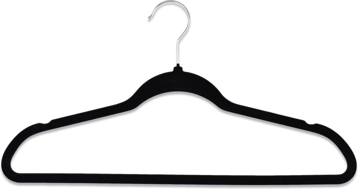 Luxe kledinghangers - 50x - Fluweel - Velvet - Antislip - Zwart