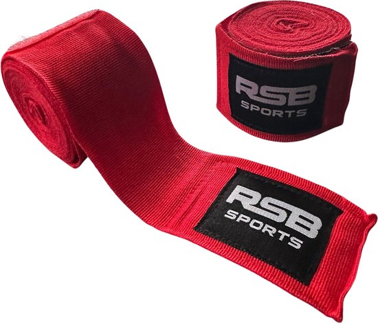 Foto: Rsb sports handwraps boks wraps boksbandages kickboks bandage 350 cm paar rood