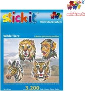 Stick-it wilde dieren XXL, 4 in 1 set (aanbieding), ca. 3.200 steentjes, ophanghaakje en heveltje