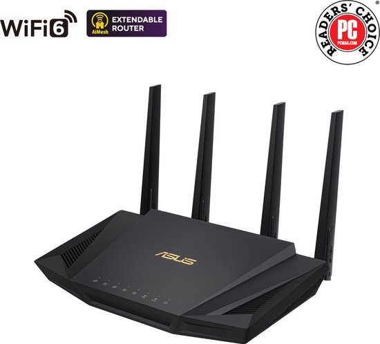 ASUS RT-AX58U - Extendable router - 4G / 5G Router vervanger - WiFi 6 - AX3000