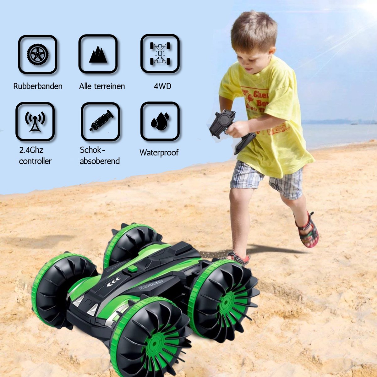 Voiture télécommandée amphibie pour enfants RC Stunt Car 4WD Off Road Radio  Controlled Monster Truck Land Water Télécommande Véhicule pour garçons  filles Cadeaux d'anniversaire 