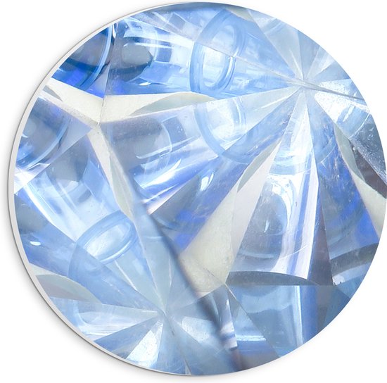 PVC Schuimplaat Muurcirkel - Abstracte Lichtblauwe Vakken in Tegengestelde Richtingen - 20x20 cm Foto op Muurcirkel (met ophangsysteem)