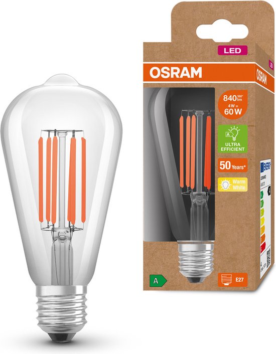 Osram LED lamp - Classic Edison - helder - E27 - 3,8W - energielabel A