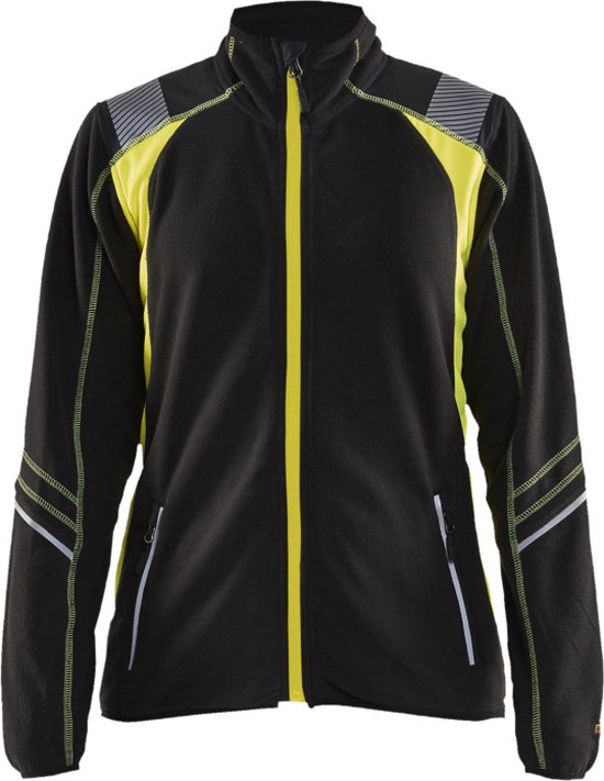 Blaklader 4973 Pull de Travail Femme Cardigan Polaire Zwart/Jaune
