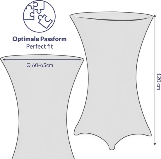 Jupe de table debout – 5 Pièces Ø 60-65cm Stretch - Zwart