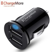 ChargeMore Mini USB Car Charger Zwart - Chargeur de voiture avec 2 ports de charge USB Portes - Chargeur pour Navigation / Téléphone / Tablette dans la voiture - Prise de voiture - Chargeur de voiture