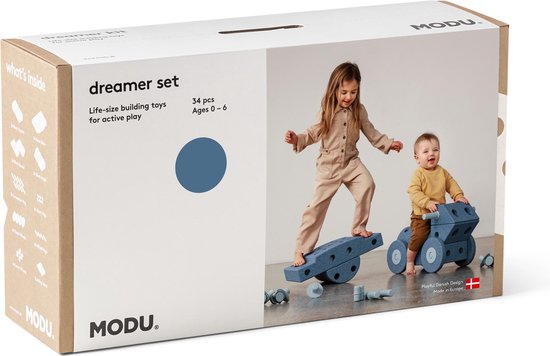 Modu Dreamer Kit - Zachte blokken- 33 onderdelen - Open Ended speelgoed- Speelgoed 1 -2-3 jaar - Deep Blue / Sky Blue van Modu — afbeelding 2