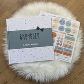 Zebrapaardje - Baby invulboek blauw met stickers - Invulboek baby 0-12 maanden - Babydagboek - Invulboek baby's eerste jaar